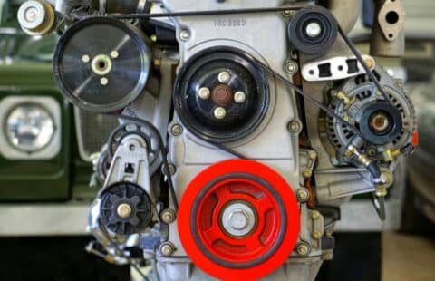 Black, grey, and read gears operating together.