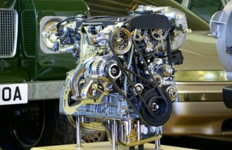 A complicated gearbox with multiple gears and pulleys